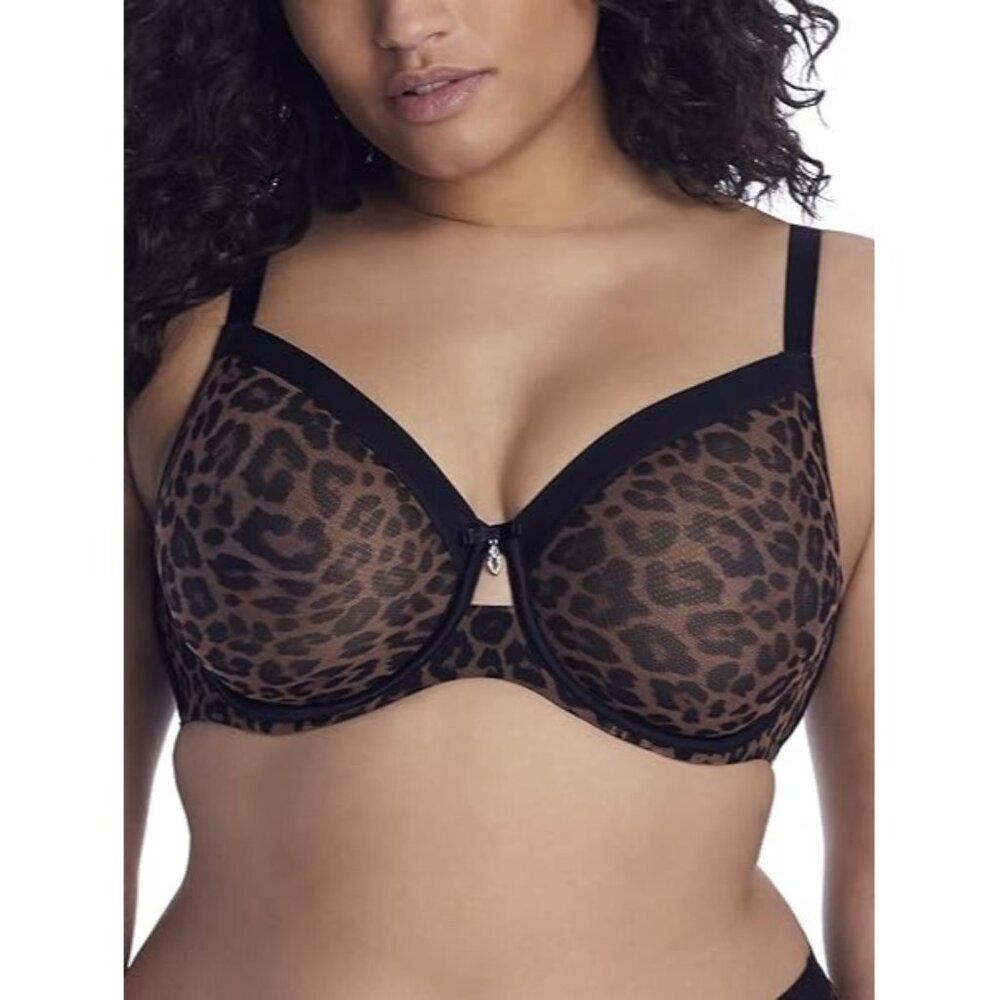Curvy Couture 1311 Sheer Mesh Full Coverage Unlined Underwire Bra Size 46DDD